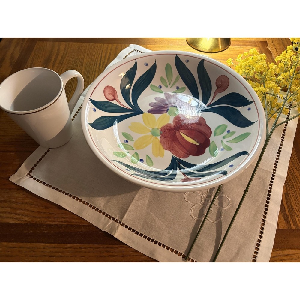 Vintage MCM Yamasho Crown Ironstone Bowl - Hand-Painted‎ Floral Serving Dish